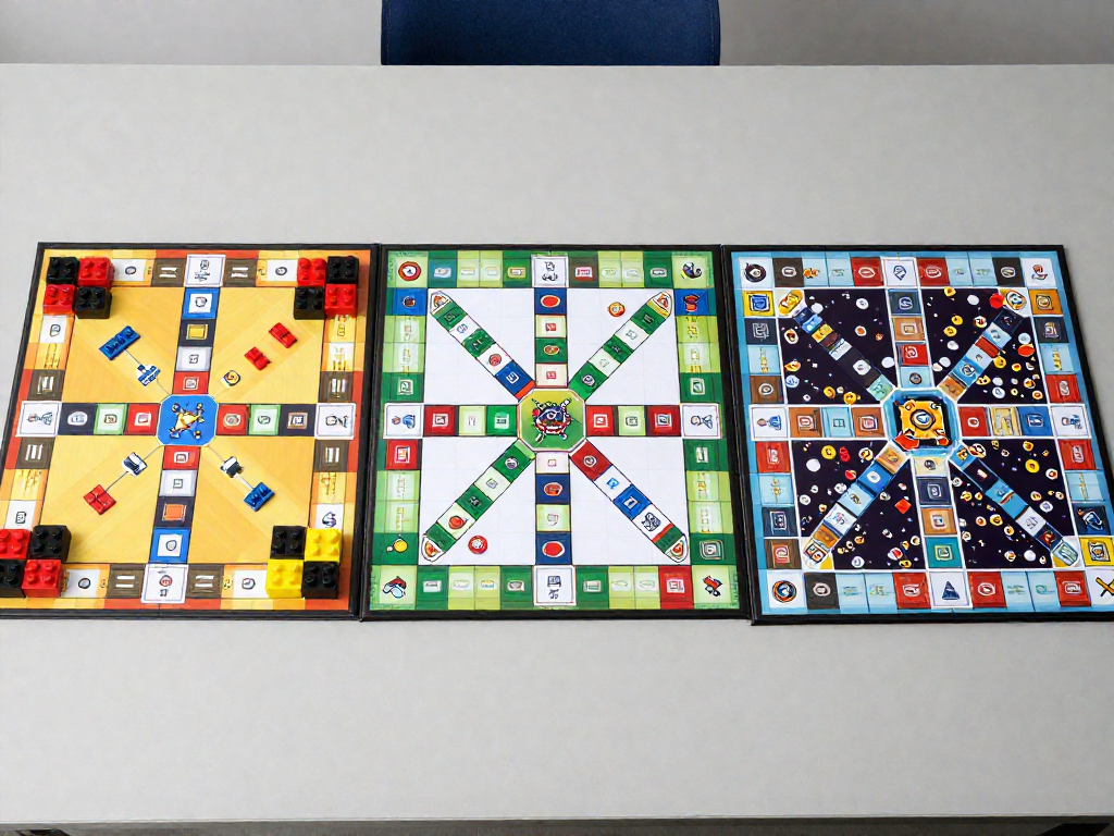 Three board games shown side by side comparing too-young, just-right, and too-hard options for tweens