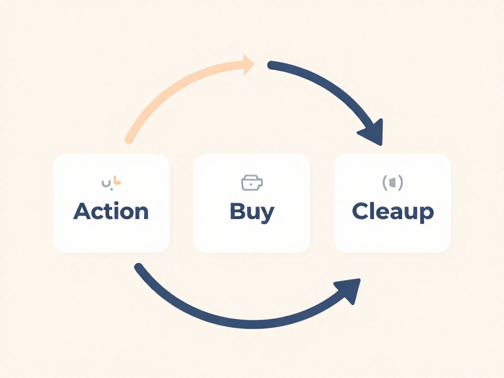 Diagram illustrating the Action, Buy, and Cleanup phases of a turn